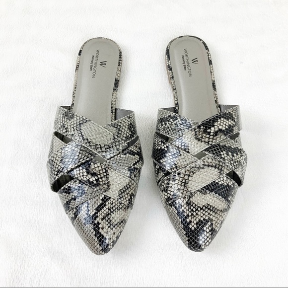 Worthington Shoes - Worthington Cadet Snake Reptile Print Mules Memory Foam